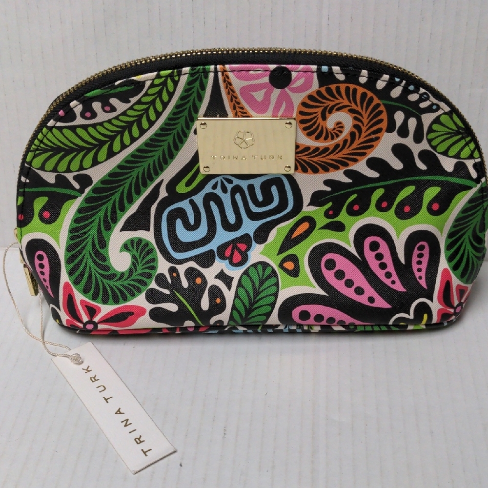 Trina Turk Floral Print Cosmetics Travel Bag Case NWT